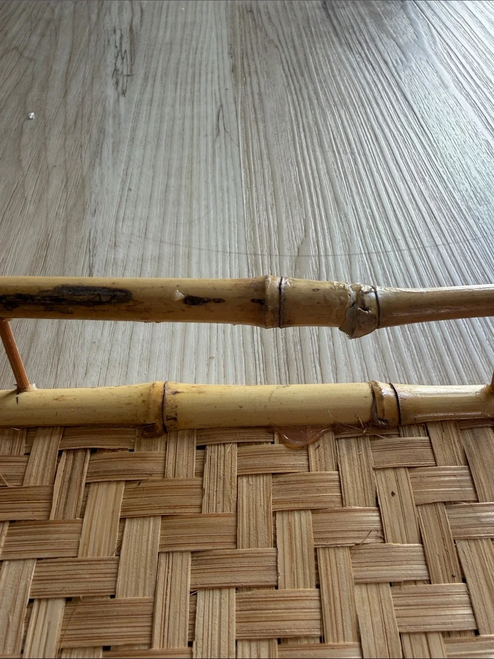 Vintage Woven Rattan Bamboo Serving Tray Rectangular Boho Coastal Farmhouse Deco